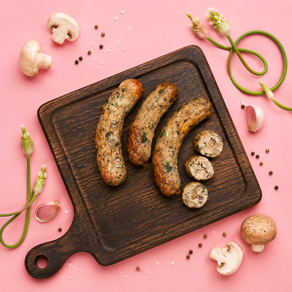 3 Saucisses champignons et fleur d'ail (porc)