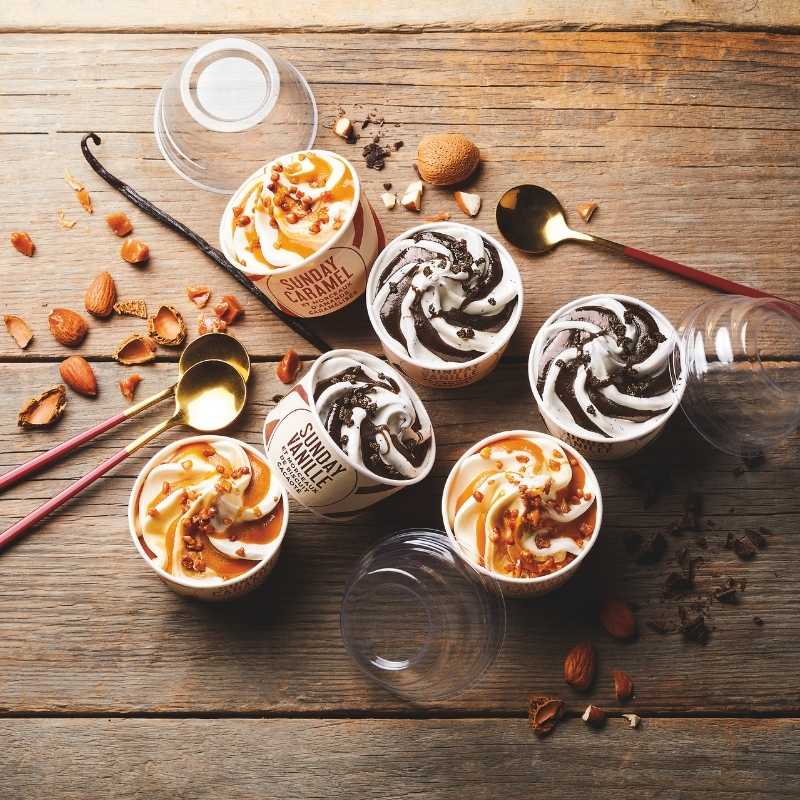 4 Caramel & Caramelized Almond Sundaes