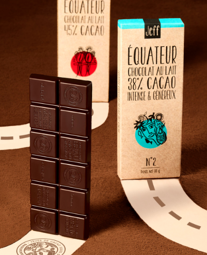 Tablette chocolat au lait 38% Équateur Jeff de Bruges (No 2)