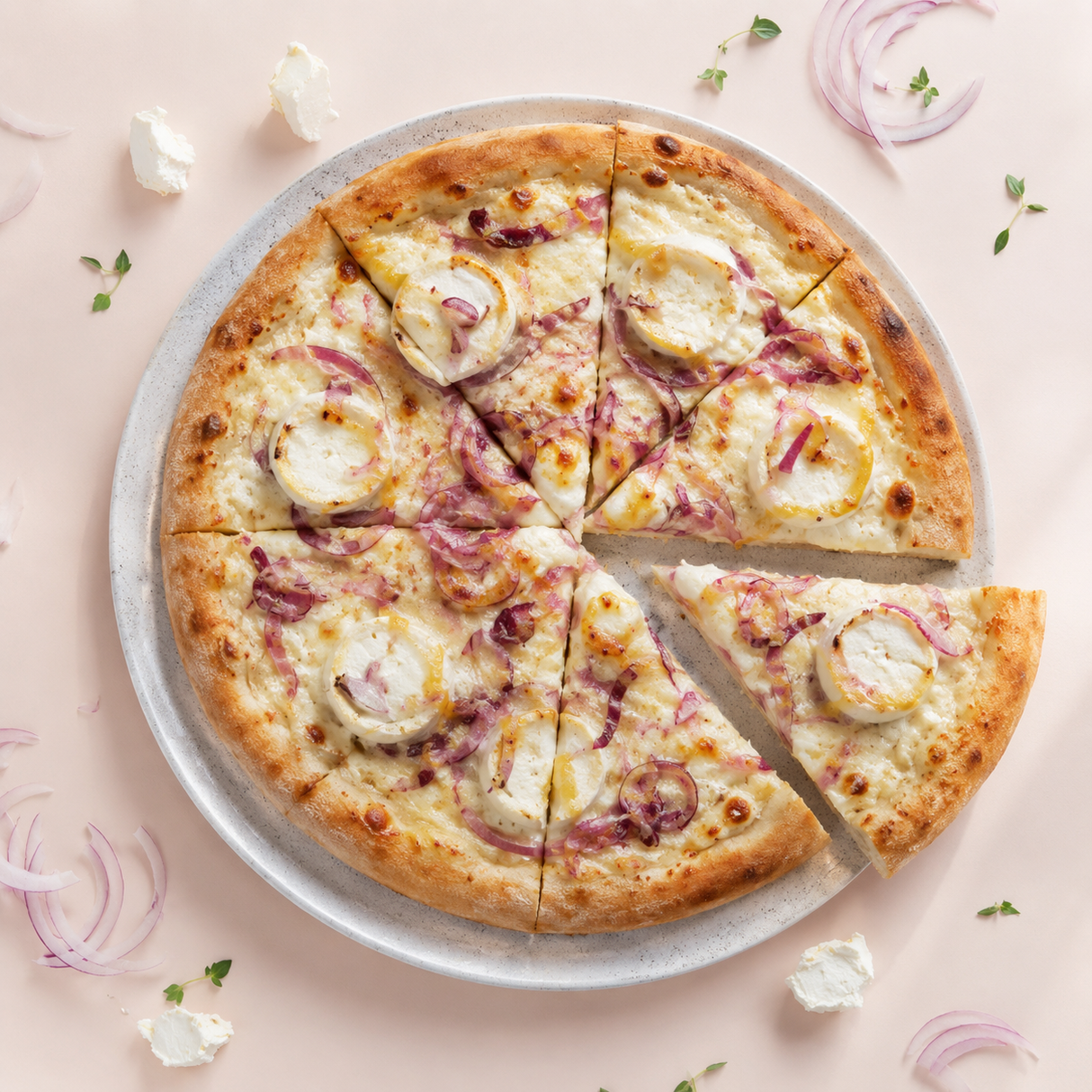 Pizza chèvre et oignons