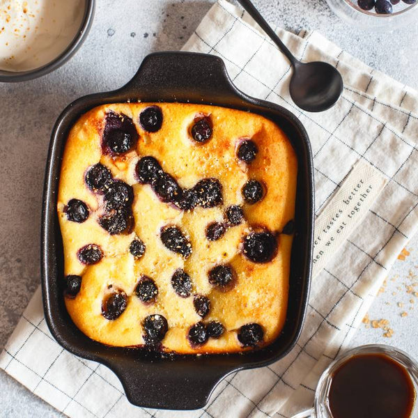 Pudding à la brioche et bleuets
