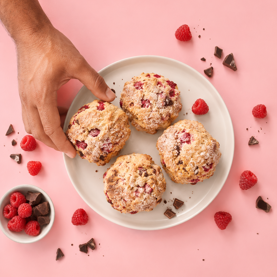 Scones framboise et chocolat noir