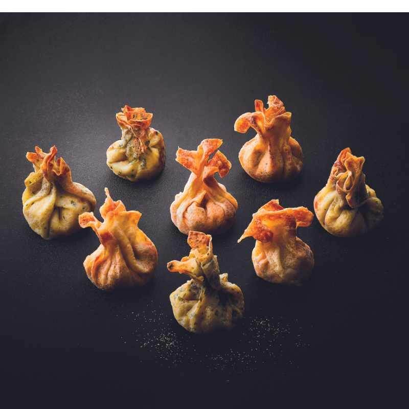 12 aumônières St-jacques et saumon