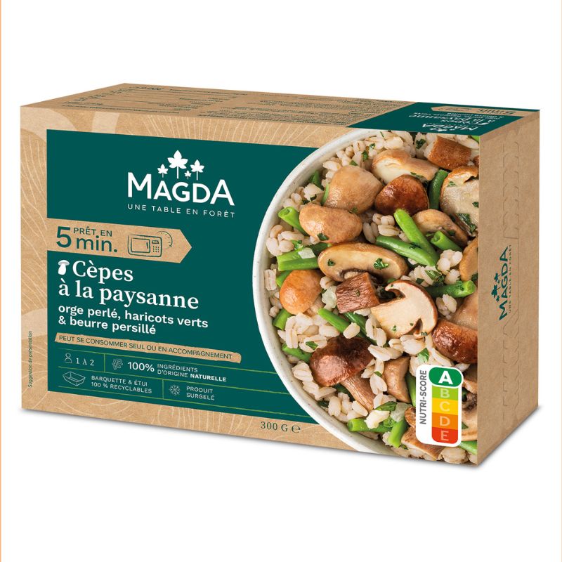 Champignons à la paysanne orge perlé, haricots verts et beurre persillé
