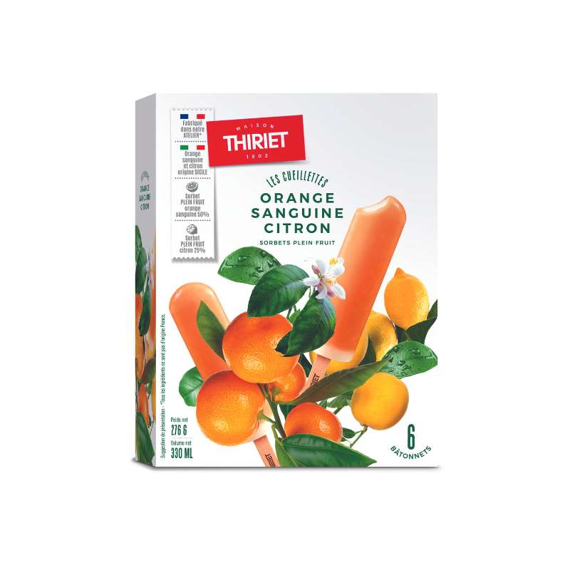 6 Barres glacées sorbet orange sanguine citron