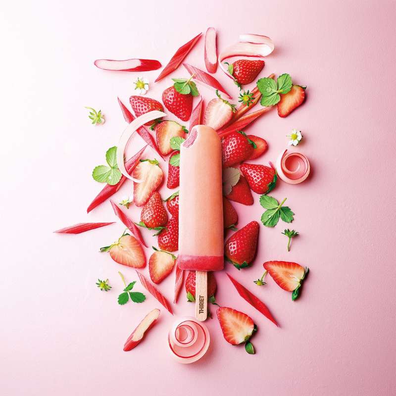 6 Barres glacées sorbet fraise rhubarbe