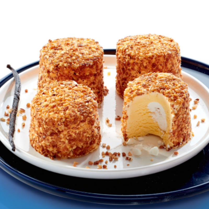 4 Rochers glacés à la vanille, meringue et praliné