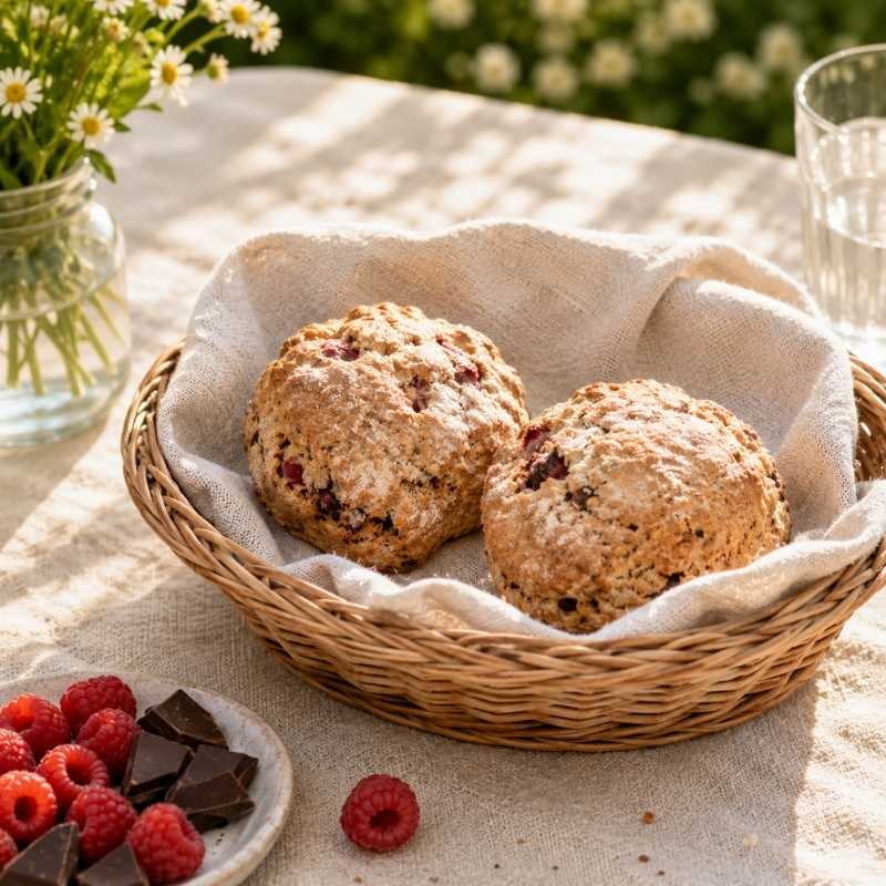 Raspberry and Dark Chocolate Scones