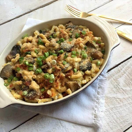 Recette de macaroni au fromage, pancetta et champignons