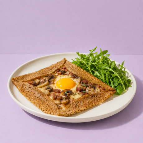 Galettes bretonnes aux lardons fumés et champignons