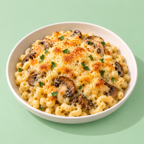 Macaronis aux trois fromages et champignons