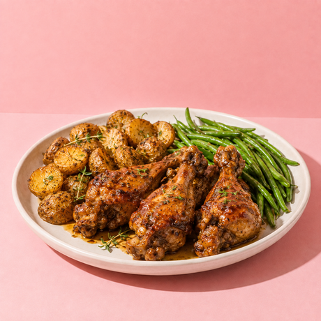 Pilons de canard caramélisés aux agrumes et pommes de terre dorées