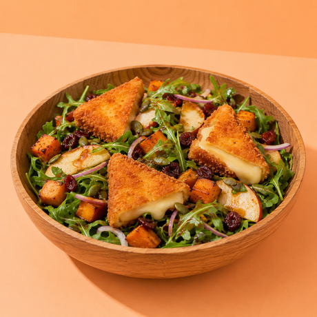 Salade automnale au brie pané