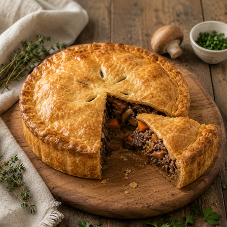 Tourte de saison à la joue de bœuf confite