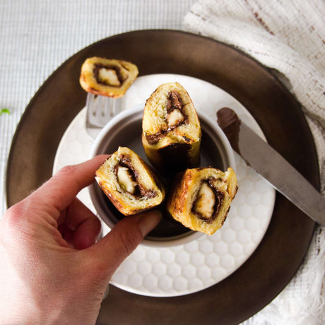 Roulés de brioche dorée choco-bananes