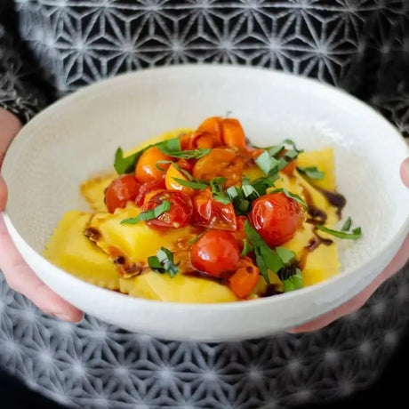 Tortelli mozzarella di Bufala aux tomates cerises confites