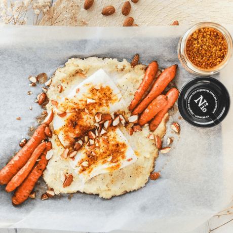 Morue épicée et carottes à l'érable sur purée de chou-fleur