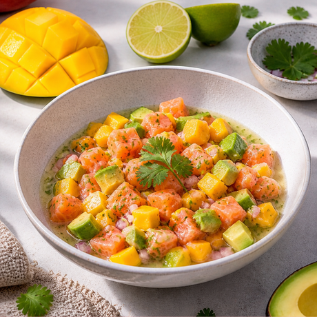 Ceviche de saumon mangue et avocat