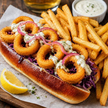 Hot dog aux calmars façon fish & chips