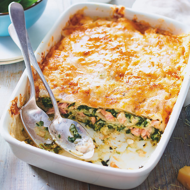 Salmon and Spinach Lasagna - 3 to 4 Servings