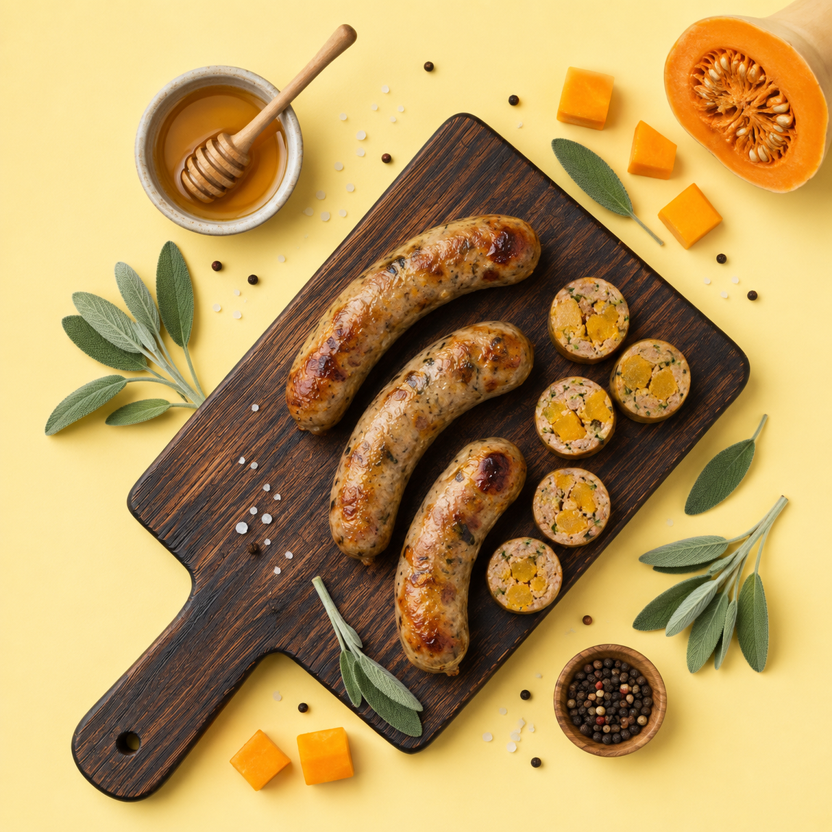 3 Saucisses courge miel sauge (porc)