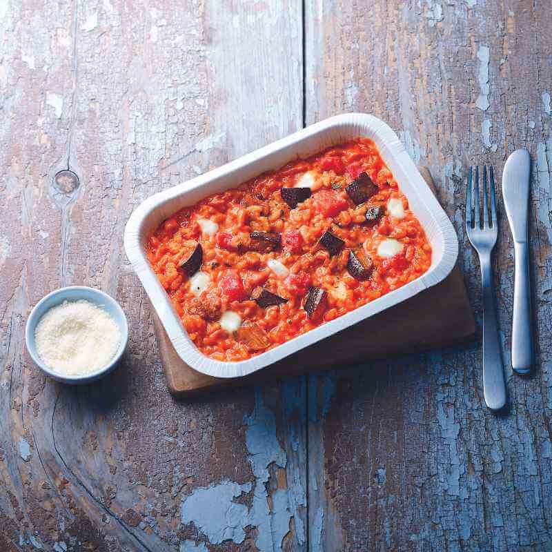 Risotto à la tomate et à l'aubergine