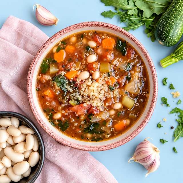 Soupe minestrone surgelée au quinoa en vente chez Cool&Simple