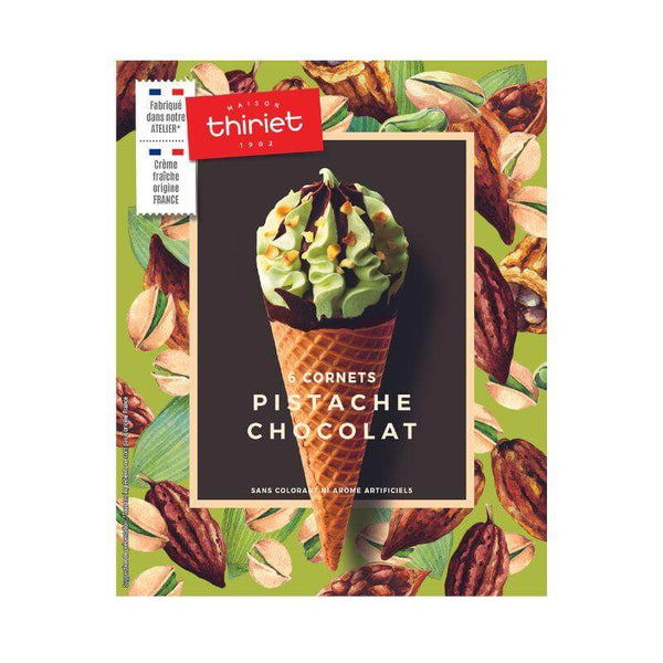 Six Pistachio-Chocolate Ice Cream Cones