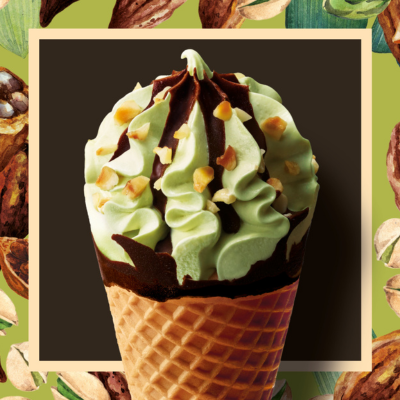 Six Pistachio-Chocolate Ice Cream Cones