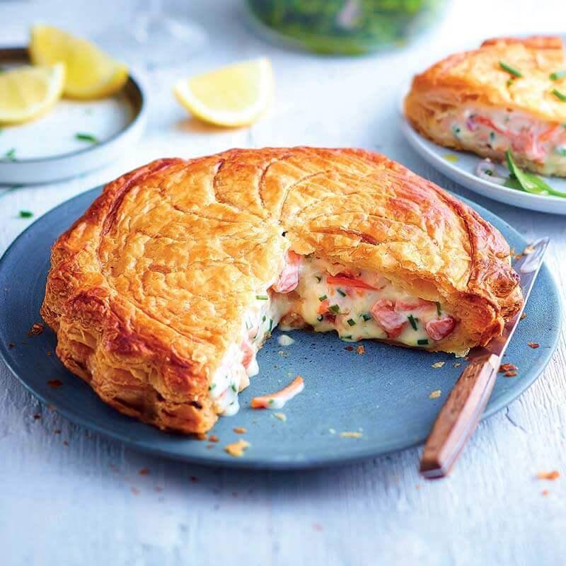 Tourte au saumon et légumes