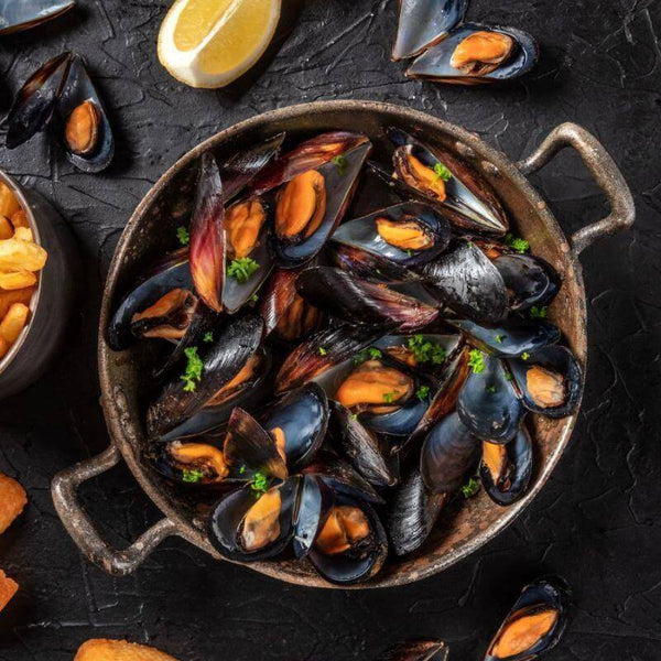 Precooked Blue Mussels in the shell